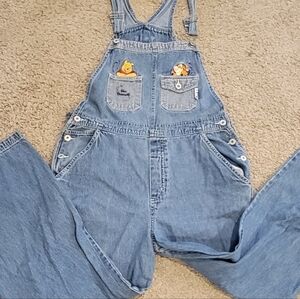Blue Denim Overalls with Embroidered Details